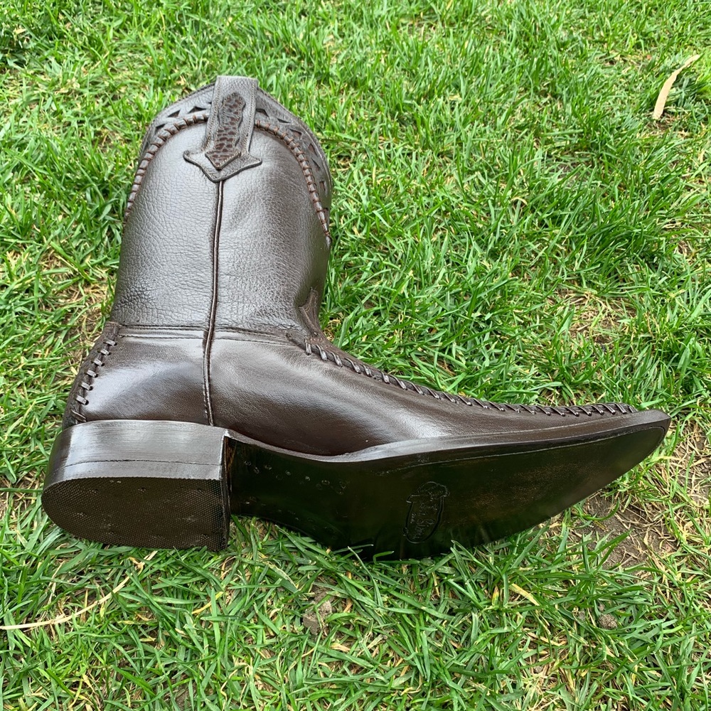 MEN'S WESTERN COWBOY BOOTS BULL NECK LEATHER HANDMADE BOTA VAQUERA BROWN 097 2X - Picture 6 of 8